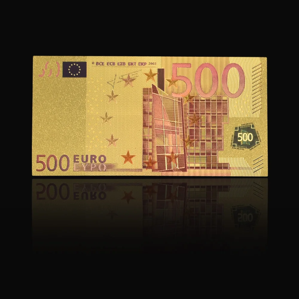 100 500 EUR Gold Banknotes in 24K Gold Plated Dollar Euros Fake Money for Collection