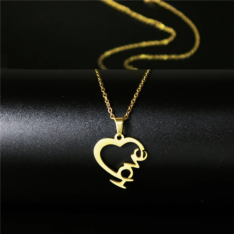 Fashion Tiny Love Heart Dainty Initial Necklace Stainless Steel Gold Color Letter Love Choker Necklace for Women Jewelry Gift