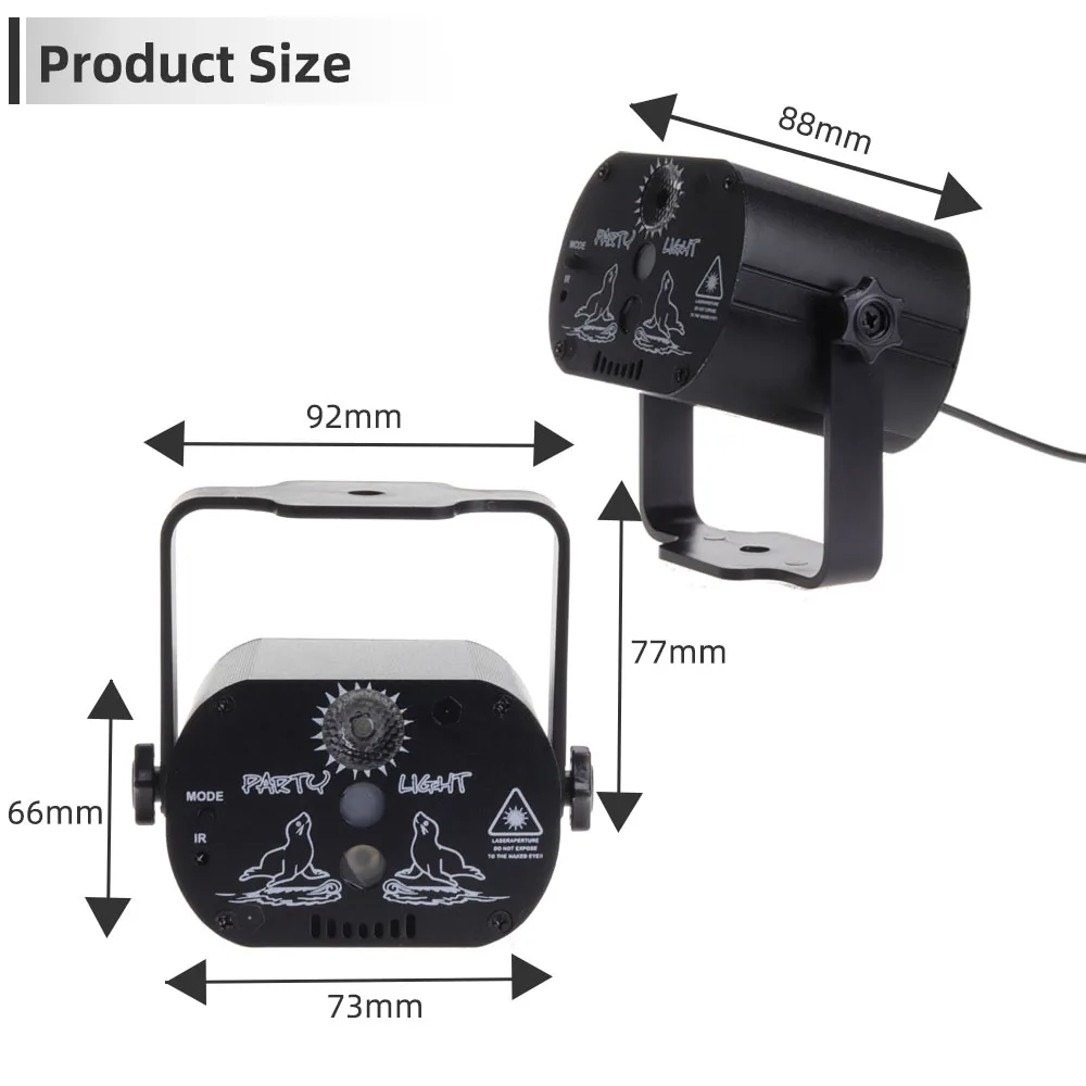 60 Patterns RGB LED Disco Light 5V USB Recharge RGB Laser Projection Lamp Stage Lighting Show for Home Party KTV DJ Dance Floor