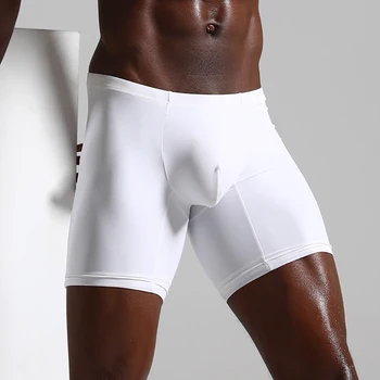 

Men Boxers Sexy Sport Boxer Black White Solid Shorts Breathable Bulge Pouch Panties Knickers Mid-waist Underpants Male Underwear