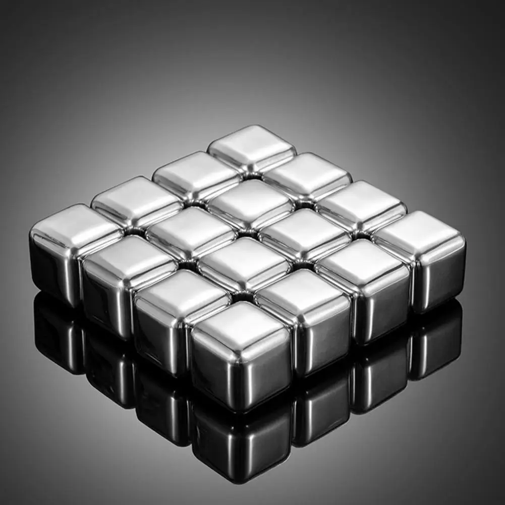 1 Set Ice Cubes Anti-deformation Reusable Stainless Steel Quick Cooling Whiskey Chilling Stones for Bar