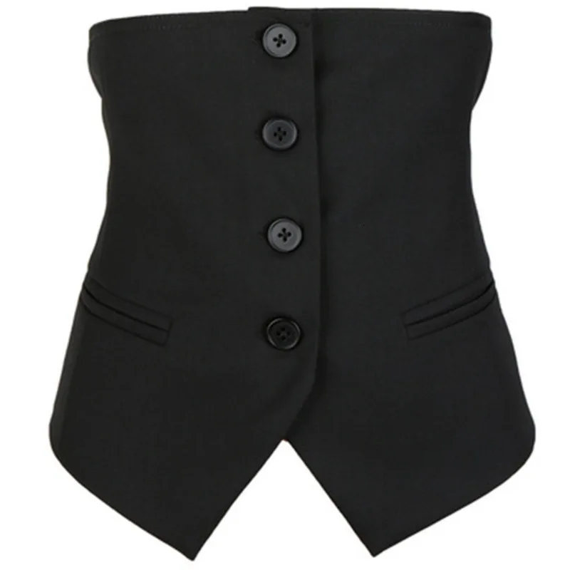MEVGOHOT 2019 Autumn Winter Woman Black Adjustable Waist Vest Buttons Up Slim Fashion Suit Female HD3103 |