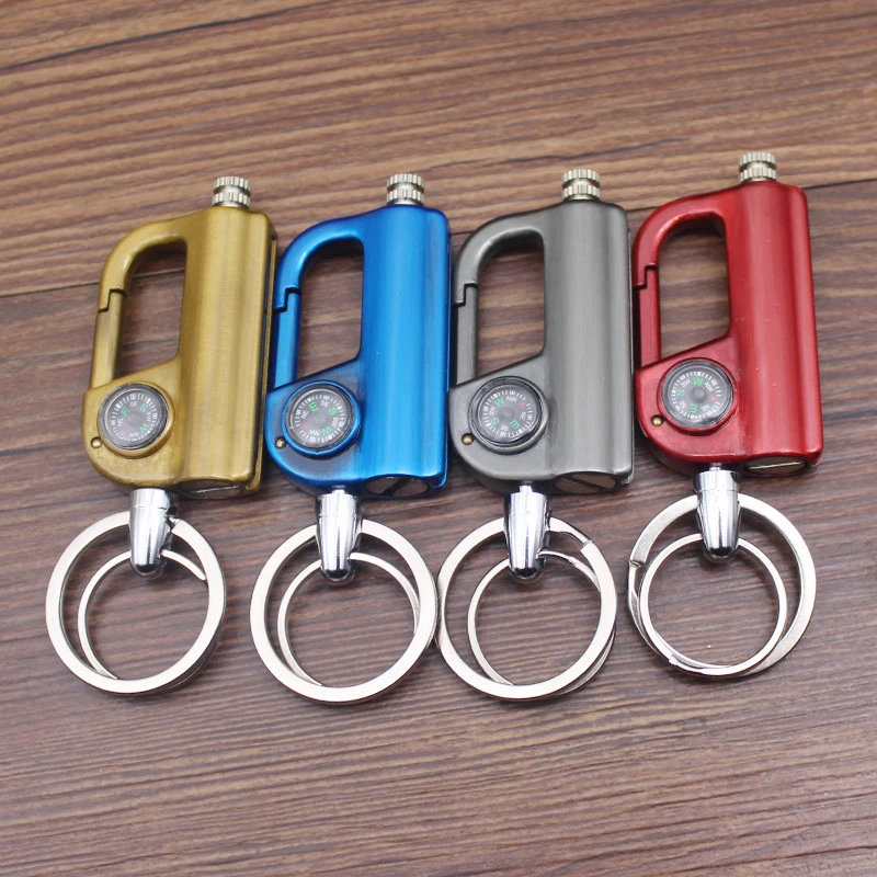 With keychain and compass Kerosene Lighter Matches Gasoline Petroleum Lighter Refillable Outdoor Gasoline Cigarette Men Gadgets