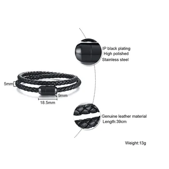 

FXM stainless steel bangle hot sell popular bracelet single steel material real black leather capsule shape