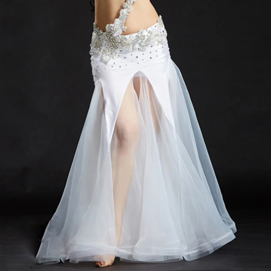 Производительность Танцы одежда для танца живота r Костюмы Длинные рыбий хвост пузырь юбки Для женщин юбка для танца живота белые платья