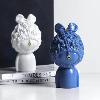 

Nordic Ins Creative Resin Pouting Girl Sculpture Ornaments Home Living Room Desktop Decoration Statue Crafts Girl Birthday Gifts