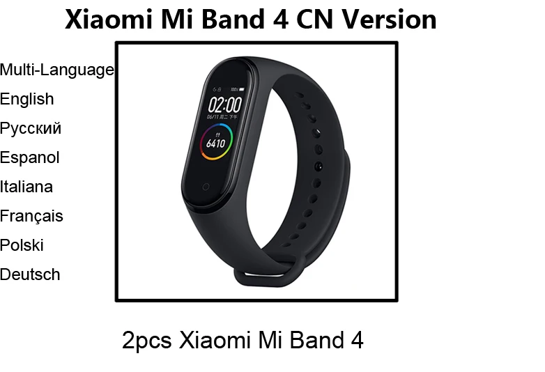 Черная пятница Xiaomi Mi-браслет 4 смарт-браслет Bluetooth 5,0 0,95 дюймов AMOLED экран пульсометр фитнес водонепроницаемый 135 мАч - Цвет: CN Version 2pcs