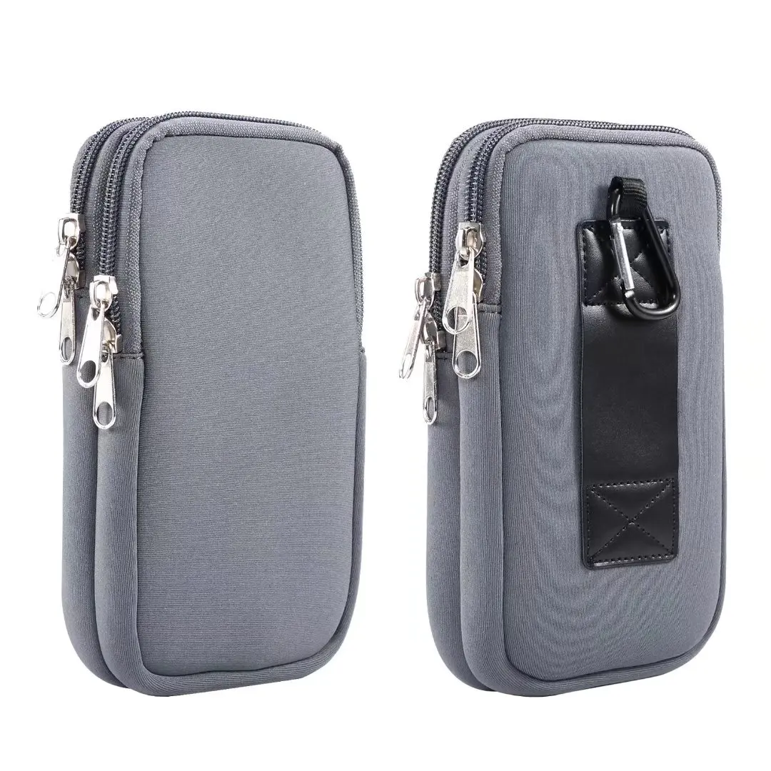 Dual Pouch Neoprene Phone Belt Clip Case Holder - Man Tool Waist Bag