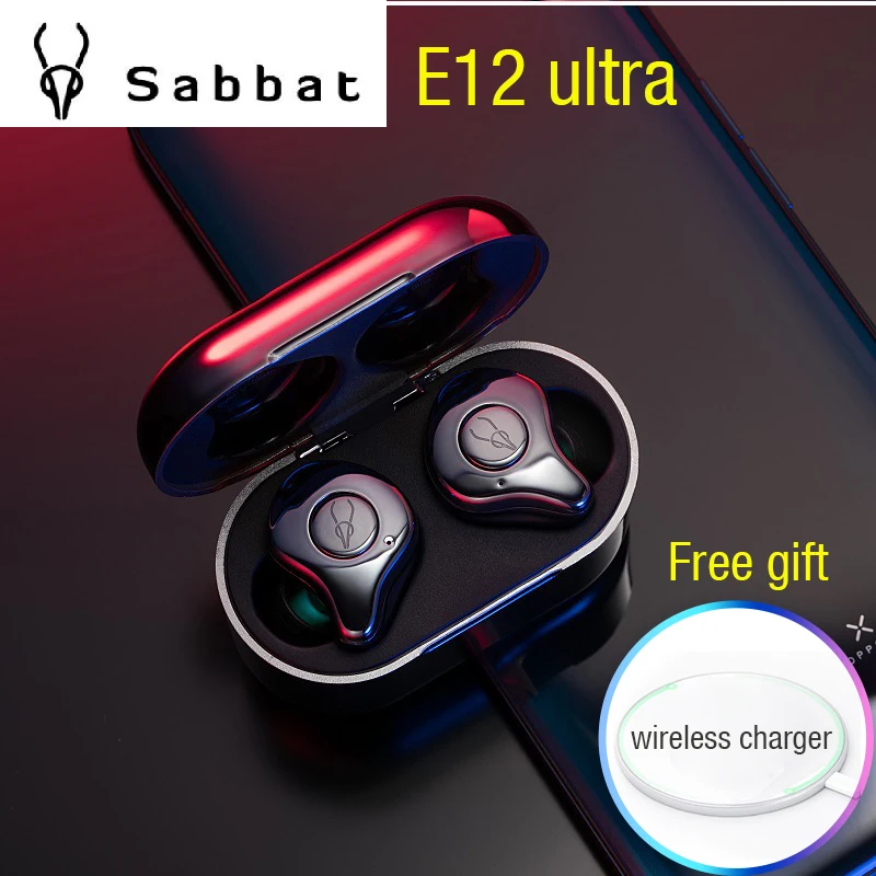 Оригинальные наушники Sabbat E12 Ultra Hydrid Driver Bluetooth, HiFi Bass TWS 5,0, беспроводное зарядное устройство, гарнитуры с покрытием и шумоподавлением