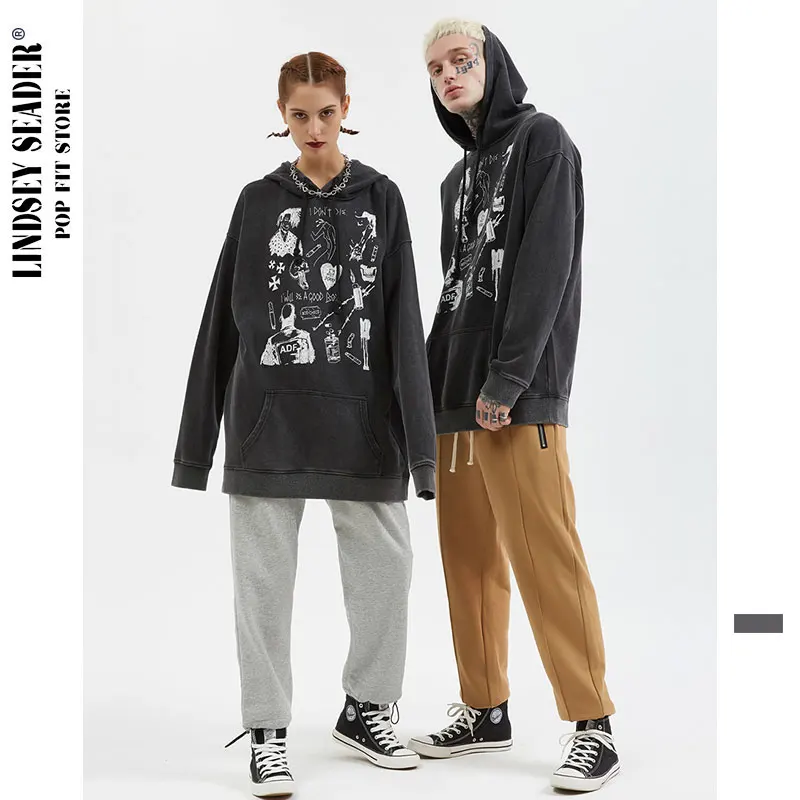 Хип-хоп толстовка с капюшоном для мужчин Harajuku худи граффити Уличная Повседневная