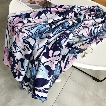 

New style luxury matching quality scarf Women autumn and winter cotton Print silk scarf lady cotton material Fashion Beach Shawl