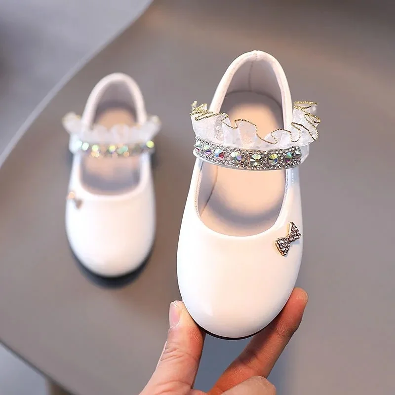 Girls Toddlers  Baby White Patent Wedding Party Fancy Shoes Size 4-10 