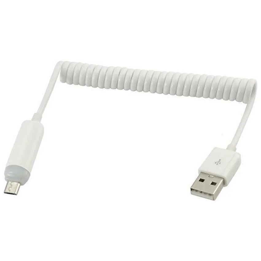 Спиральный USB2.0 A штекер для Micro USB B 5Pin адаптер пружинный кабель шнур 1 метр|Кабели