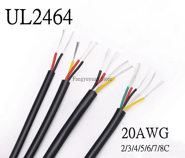 

1M Sheathed Wire Cable 20AWG Channl Audio Line 2 3 4 5 6 7 8 9 10 Cores Insulated Soft Copper Cable Signal Control Wire UL2464
