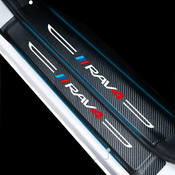 

Lsrtw2017 Fiber Leather Car Door Sill Sticker Threshold Cover Trim for Toyota Rav4 2014 2015 2016 2017 2018 2019 2020 XA40 XA50