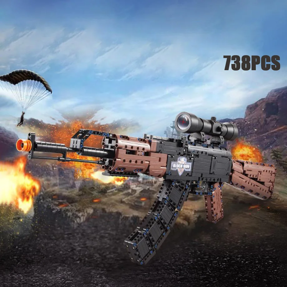 

Modern military game batisbricks building block ww2 AK47 rifle with sight bricks shooting gun bricks toys with Soft bullets
