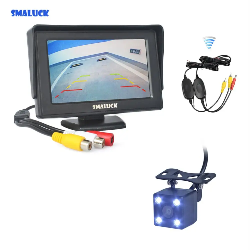 SMALUCK Беспроводная 4 3 дюйма автомобильный монитор заднего вида + HD 3030 CCD