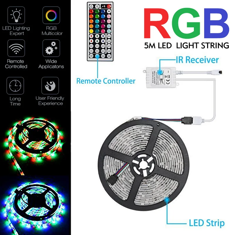 

LED Strip 5M Remote Car Interior Lights Waterproof Lighting Halloween Decoration Light Bars Neon Multicolor Cars