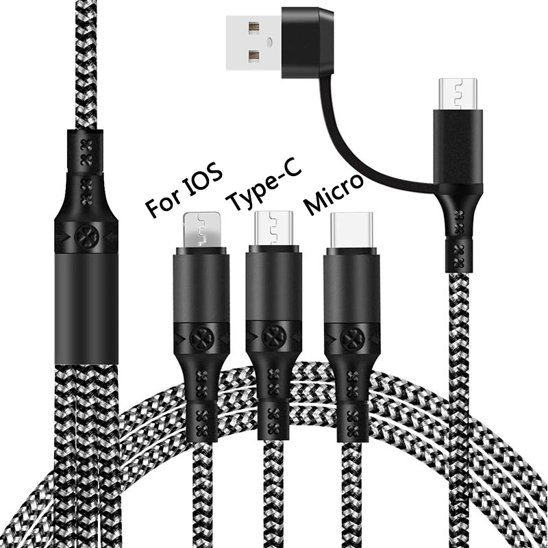 5 IN 1 PD Cable 1.2M 3A USB/Type-C Charging Port to For IOS/Micro/Type-C Mobile Phone Charging Cable Universal multi-function android charger Cables