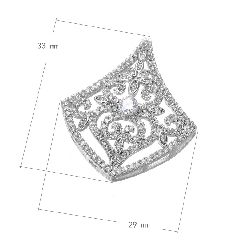 White Gold Juya DIY аксессуары поставки кубического циркония плавающий секторный соединитель подвески для женщин натуральные камни жемчуг Изготовление ювелирных изделий - Цвет: White Gold