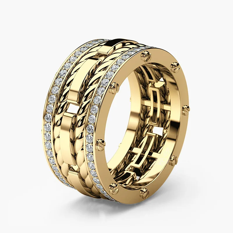Мужские кольца Huitan в стиле хип-хоп, серебро/золото/розовое золото, геометрическое мужское кольцо с камнем, модные подарки, кольцо для гаджета - Цвет основного камня: B2819