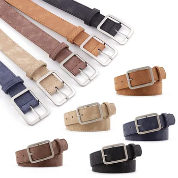 

Fashion Square Pin Buckles Belts Women Silver Buckle Leather Belts for Jeans Retro Wild Belts for Women Waistbands Student Strap