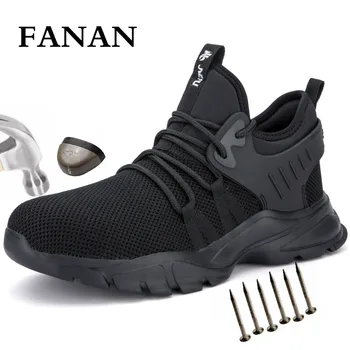

FANAN Work Safety Shoes Men Breathable Steel Toe Working Boots Male Anti-smashing Construction Safety Shoes Plus Size Sneakers