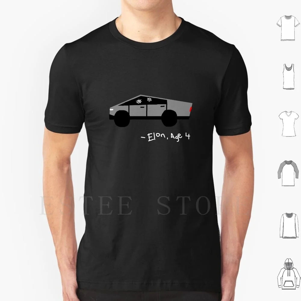 Future Electric Ev Cybertruck Pickup By Elon Musk Kid'S Drawing Funny Design T Shirt Fai Da Te Big Size 100% Cotone Ev Elettrico