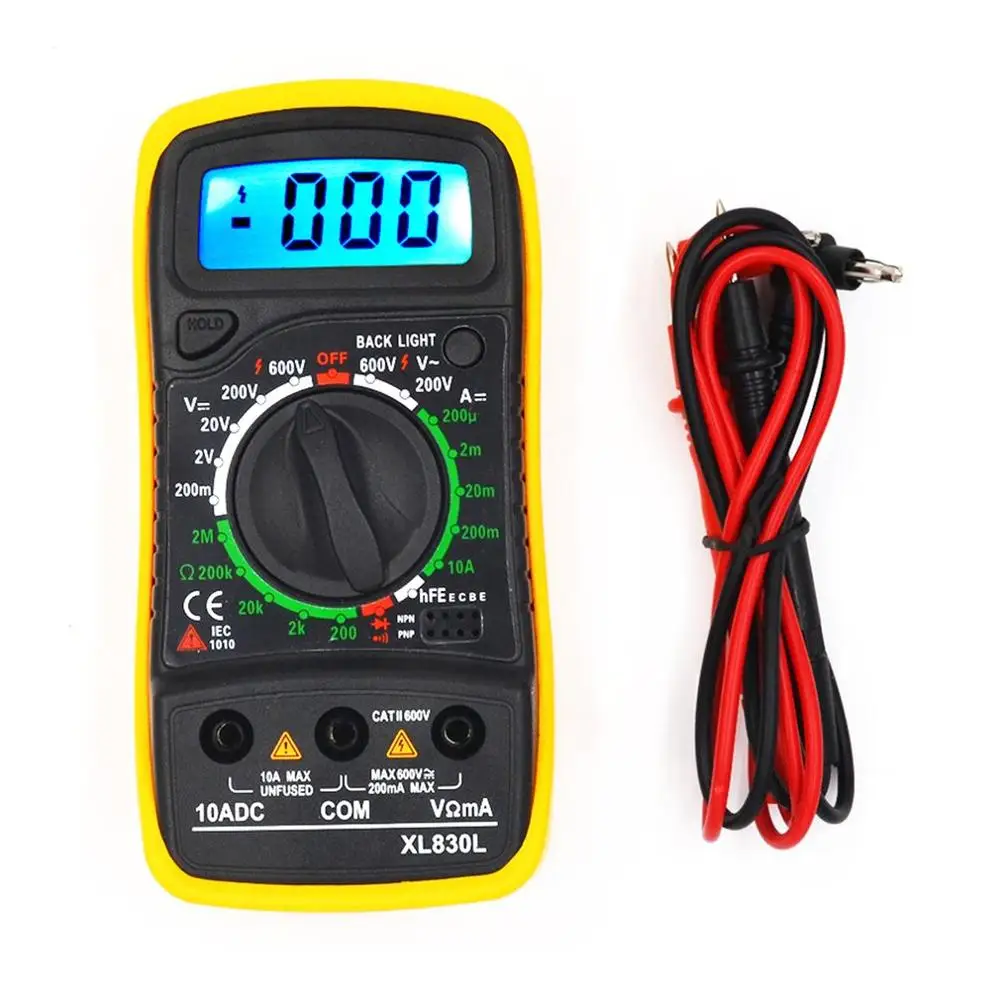 

XL830L Handheld Digital Multimeter 1999 Counts AC/DC Voltage Current Resistance Meter Continuity Test Diode Tester