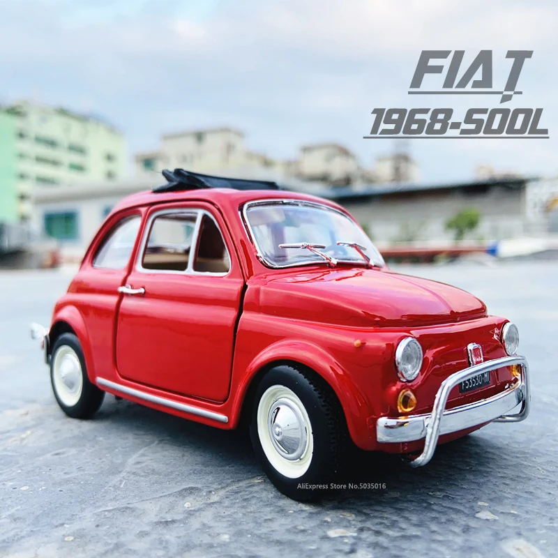 Модель автомобиля из сплава Bburago 1:24 1968 Fiat 500L декоративная коллекция игрушечные