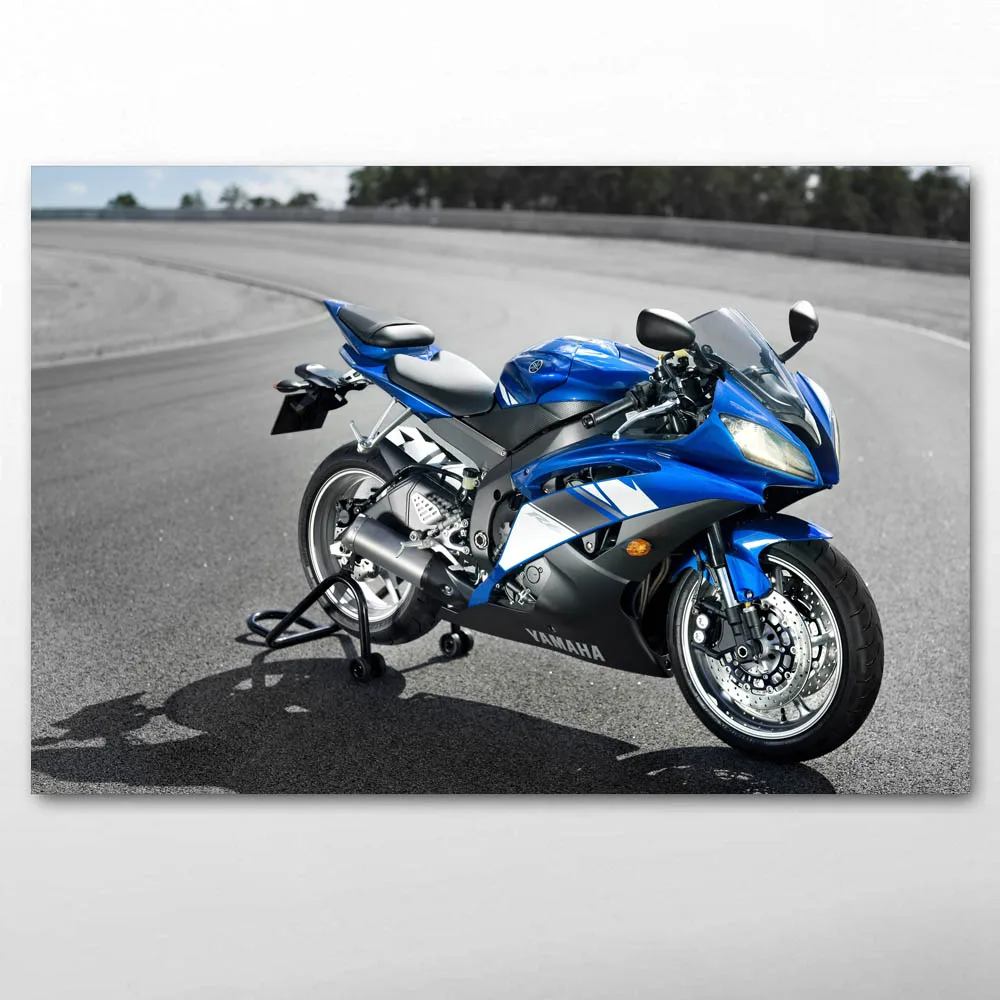 Картины на холсте Yamahas YZF R6 2008 Superbike Blue Motorcycle Wall художественные плакаты и принты