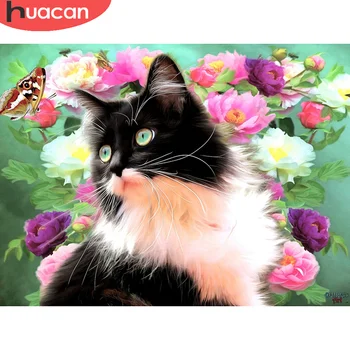 

HUACAN Animal Diamond Painting 5D Cat Full Square/round Diamond Embroidery Needlework Home Decor Sale