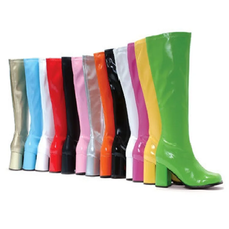 

SARAIRIS New Brand Big Size 33-43 Patent Pu Leather Mid Calf Boots Ladies High Heels Shoes Woman Party Leisure Boots Women