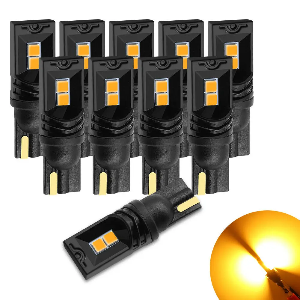 

OKEEN 10pcs Super Bright Car T10 LED 3030 4SMD Bulb W5W 168 194 Turn Signal Light Amber White Blue Red License Plate Doom Lights