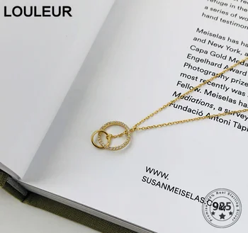 

Louleur 925 Sterling Silver Necklace Double Cycle Simple Design Necklace For Women 2020 Charms Jewelry Valentine's Day Gift