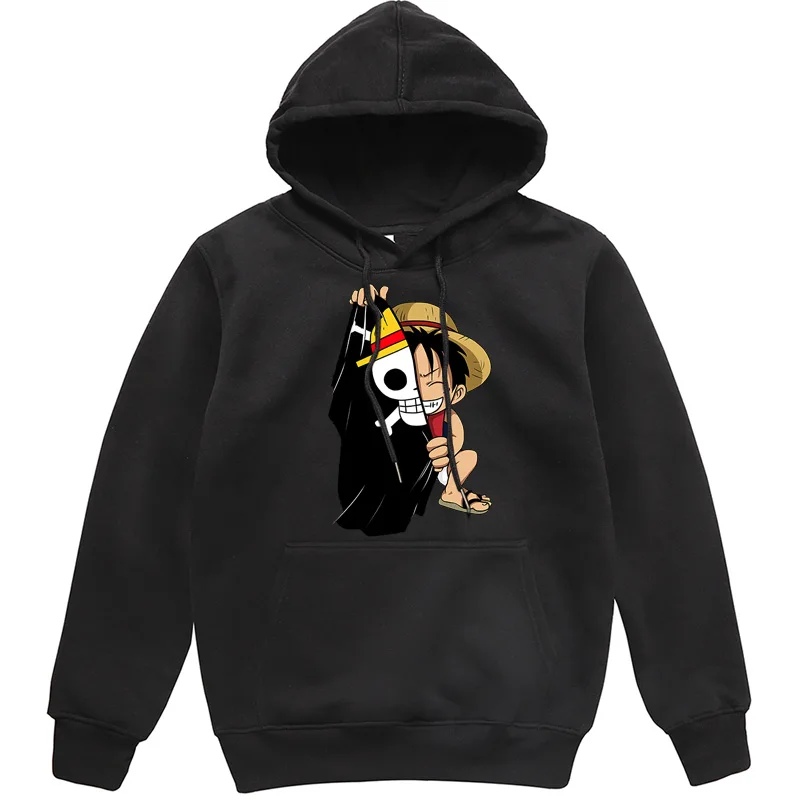 One piece Luffy толстовки мужские повседневные Homme флисовый пуловер с принтом японского аниме Мужская Уличная одежда осенне-зимние топы Мужские