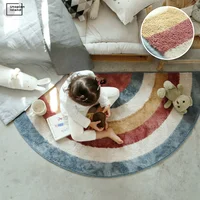 Kids Carpet For Living Room Modern Rainbow Fluffy Baby Carpet Semicircle Plush Rugs Entrance Door Furry Mat Bath Mat Children 1