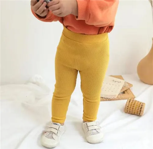 Baby Girls Leggings Cotton Big PP Pants Spring Autumn Kids Girls Pants Fashion Solid Long Trousers Children's Pants 2020 New Yellow