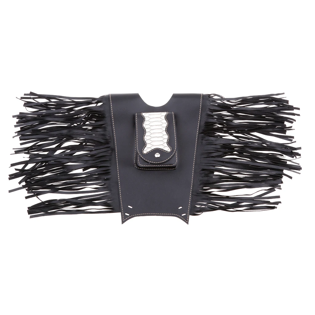 PU LEATHER MOTORCYCLE BIKE TANK Cover Pad Strap Chap Panel Bra Bib - Black