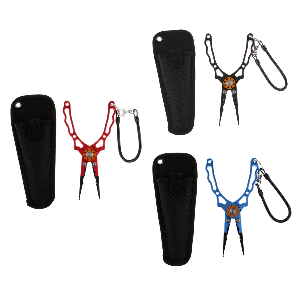 

Aluminum Fishing Pliers Hook Removers Pliers Saltwater Split Ring Tool & Braid Line Cutters with Sheath and Lanyard