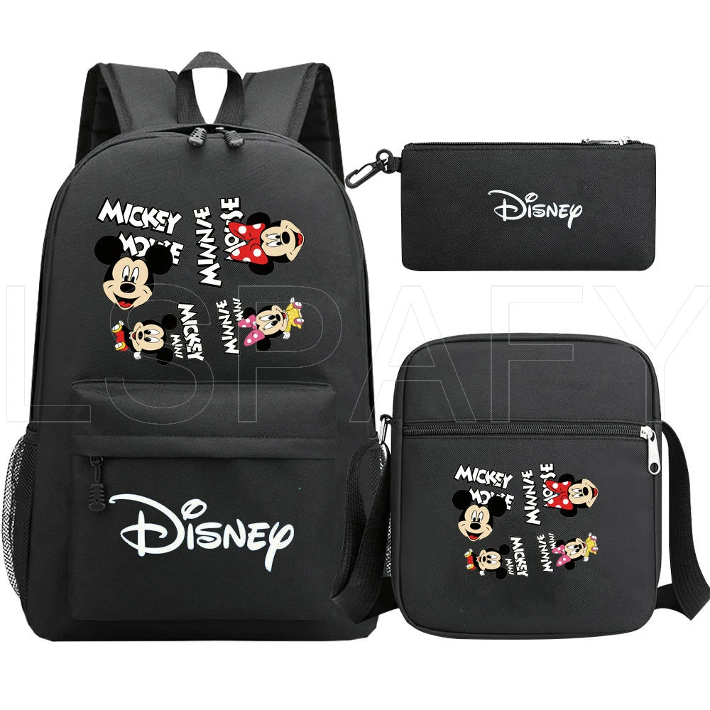 Disney Mochila con estampado de Mickey y Minnie Mouse para niños y niñas, morral escolar, bolsa de viaje para ordenador bolso cruzado para bolígrafo|Mochilas| - AliExpress
