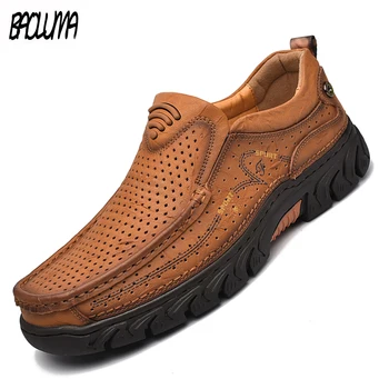 

Brand Men's Casual Shoes Genuine Leather Men Shoes Outdoor Waterproof Men Loafers Comfortable Men Hiking Shoes Zapatos De Hombre