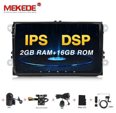 MEKEDE 2 Din 9 дюймов Автомобильный DVD плеер для VW Volkswagen Passat Polo GOLF для Skoda Seat Leon gps-навигация FM RDS Карты радио 1080 P USB - Цвет: 16G Camera DVR DAB