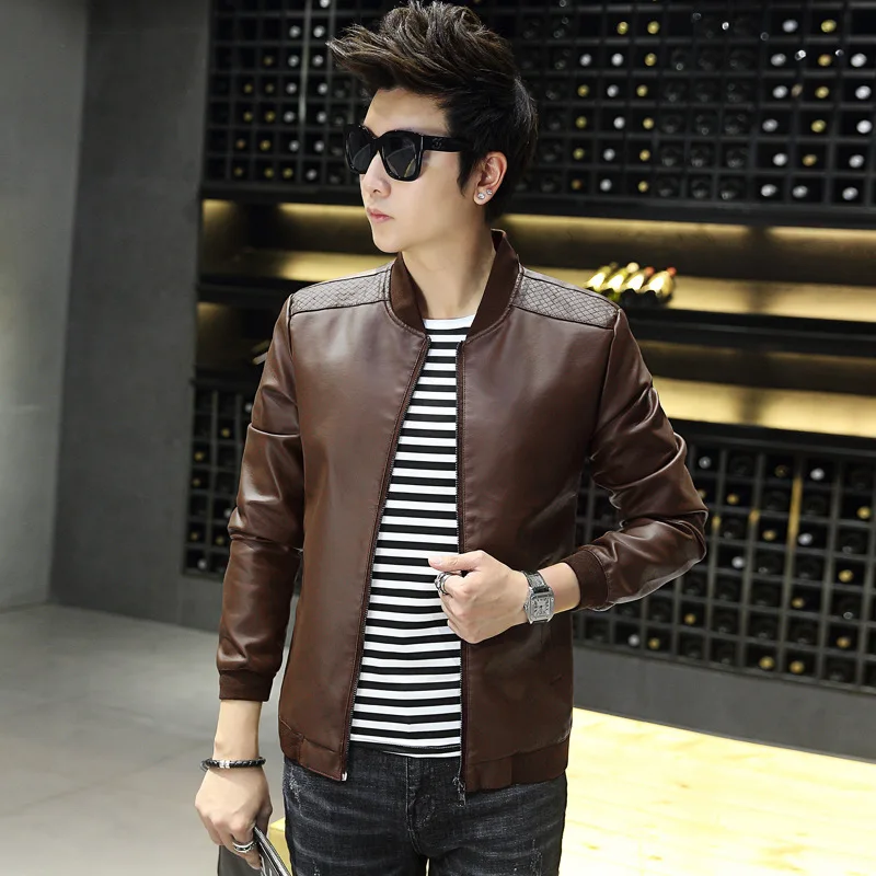New Products Autumn And Winter Men'S Wear Fashion Man Jacket Youth Slim Fit PU Leather Men's Casual Coat Kw-w217
