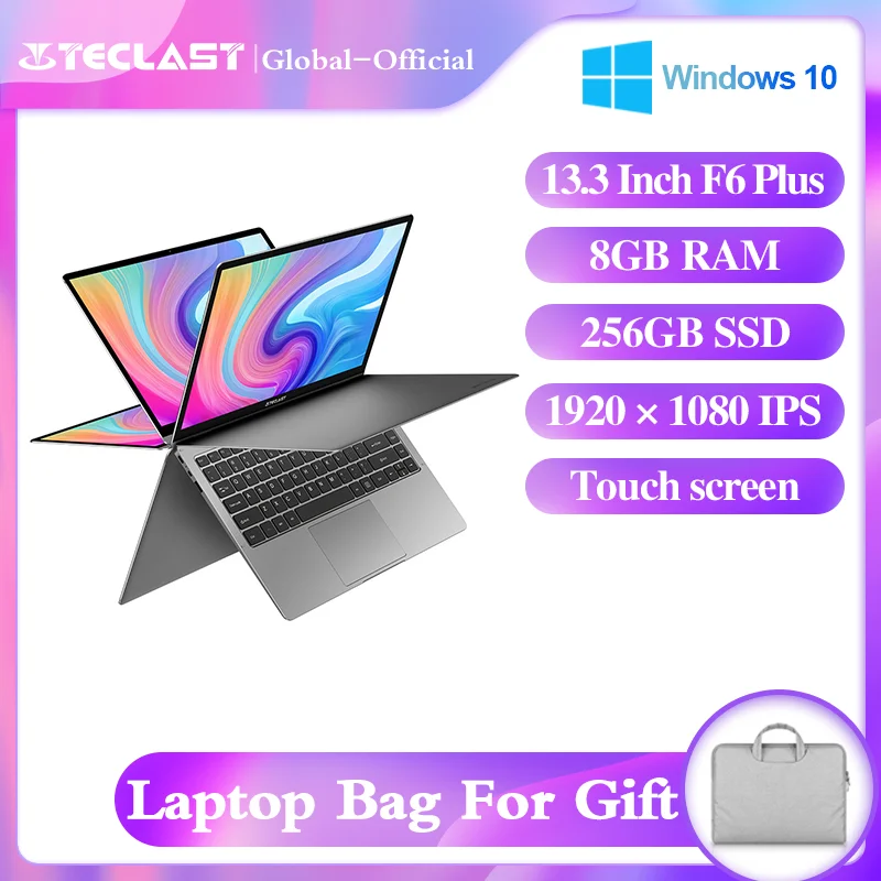 Teclast Newest Laptop F6 Plus 13 3 Notebook 19 1080 Ips Gemini Lake N4100 Windows10 8gb Lpddr4 256gb Ssd 360 Rotation Touch Laptops Aliexpress