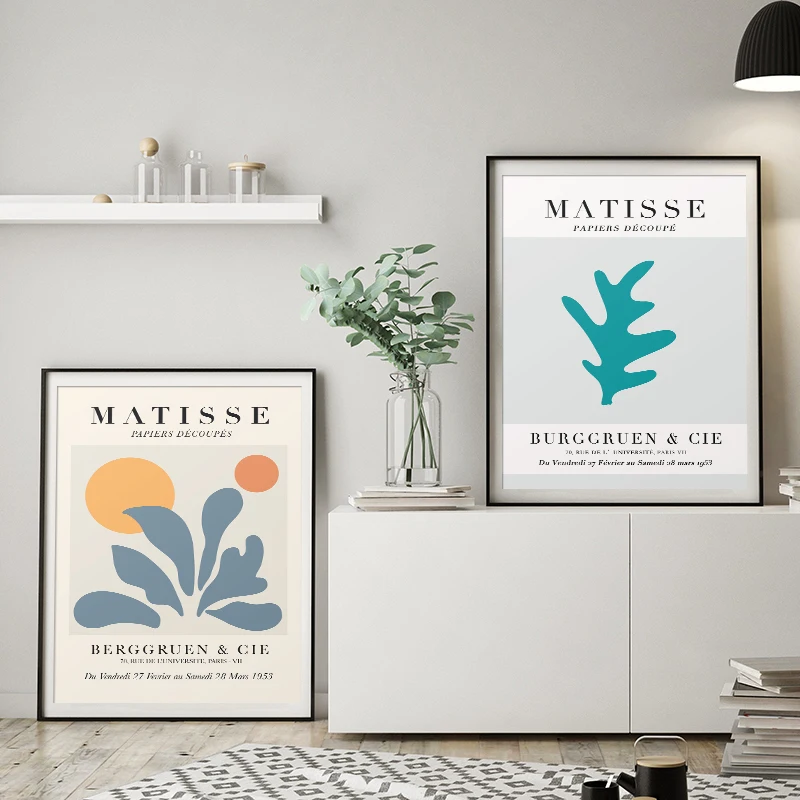 Henri Matisse Abstract Leaf Illustration Canvas Print Cutout Painting Exhibition Poster Wall Art Pictures Modern Room Home Decor