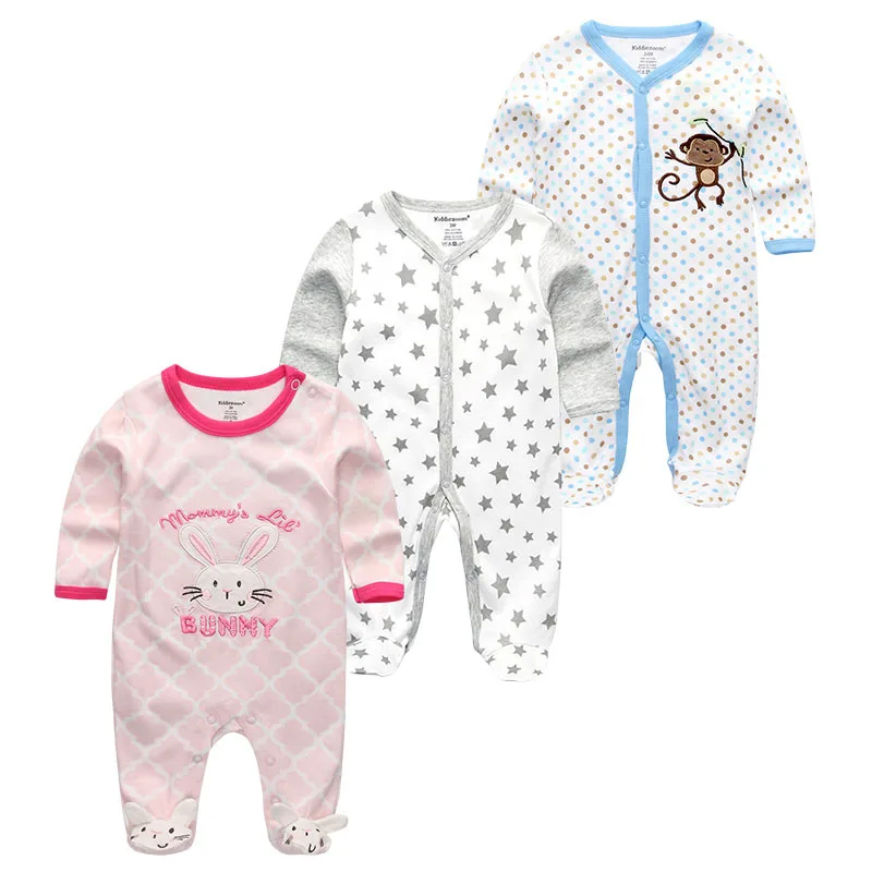 Одежда для малышей Комплекты из 3 предметов с длинными рукавами для новорожденных, Для мальчиков и девочек ноги комбинезон из хлопка, принт в виде звезд детская одежда детская Костюмы для малышей - Цвет: RFL3121