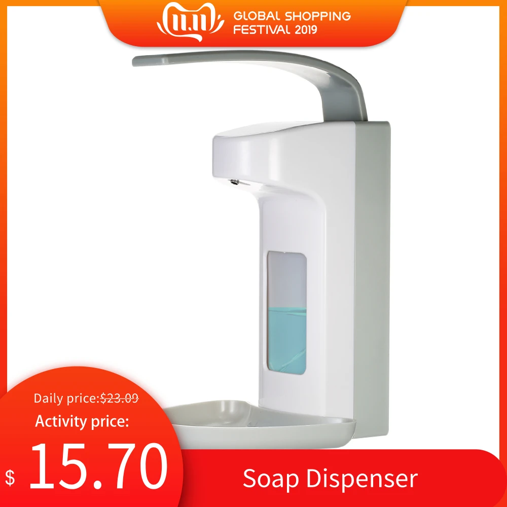 

500ml Wall-mounted Soap Dispenser Elbow-press Hand Washing Toilet Liquid Soap Dispenser Single Bottle Manual Shampoo Box