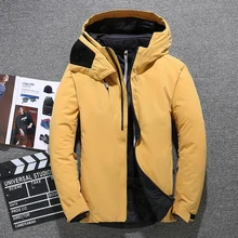 Мужская Зимняя Толстая теплая Свободная куртка с капюшоном на белом утином пуху, Мужская Утепленная Повседневная ветровка, парка-карго, верхняя одежда