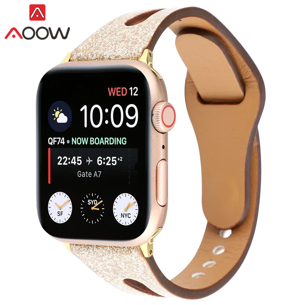 Ремешок для часов из натуральной кожи для Apple Watch 38 мм 42 мм 40 мм 44 мм золотой женский мужской браслет ремешок для iwatch 1 2 3 4 аксессуары
